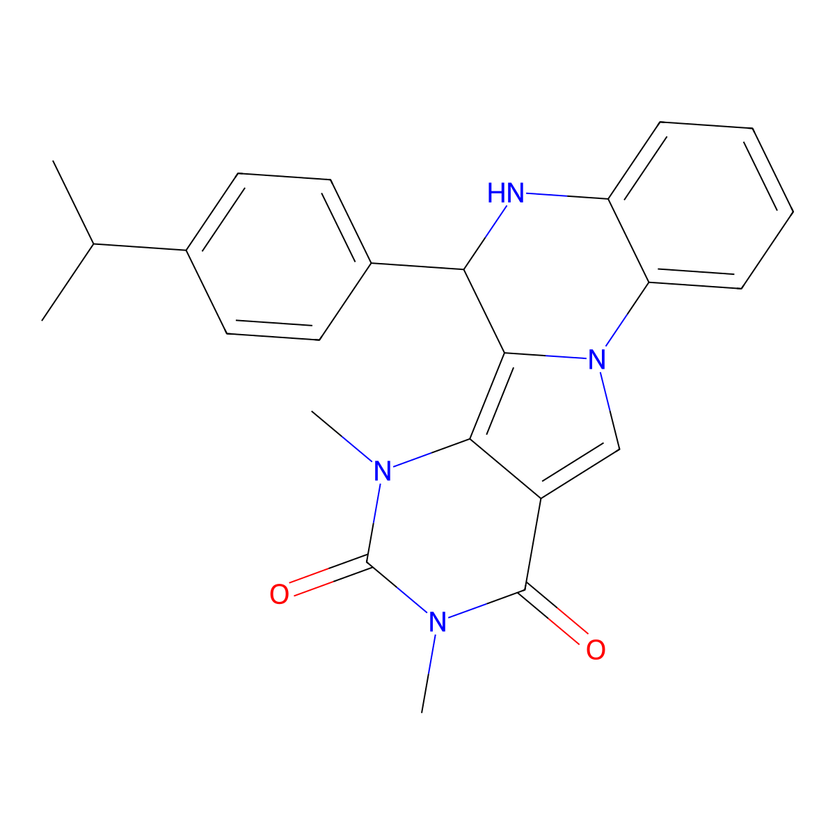 6-(4-isopropylphenyl)-7,9-dimethyl-6,7-dihydropyrimido[4',5':3,4]pyrrolo[1,2-a]quinoxaline-8,10(5H,9H)-dione molecular structure, CAS 1031977-31-7