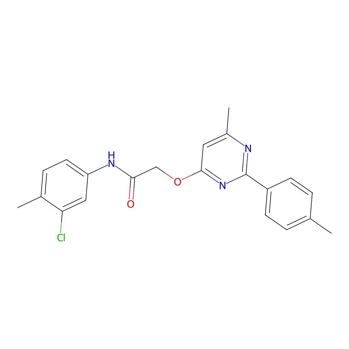 N-(3-chloro-4-methylphenyl)-2-{[6-methyl-2-(4-methylphenyl)pyrimidin-4-yl]oxy}acetamide molecular structure, CAS 1031977-88-4