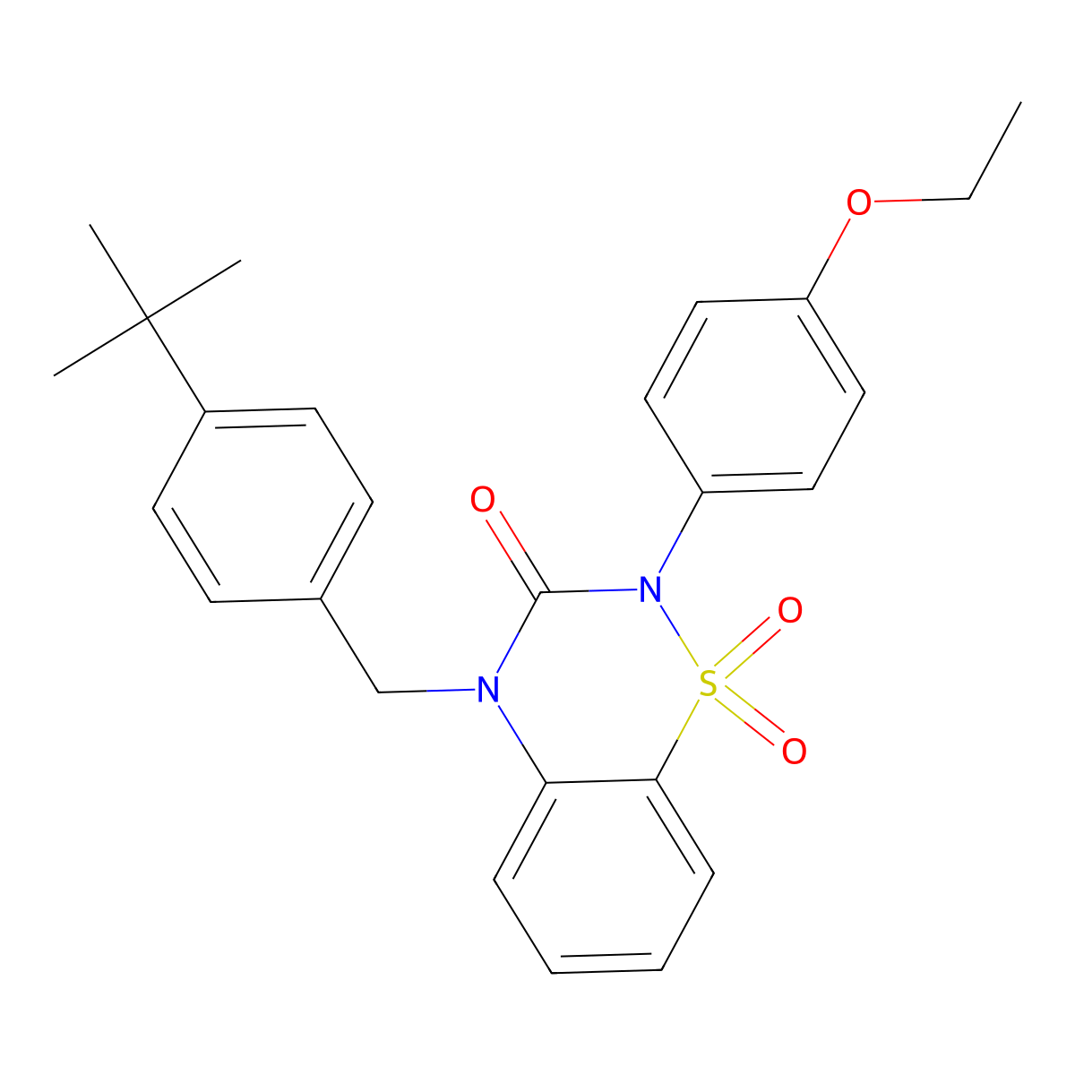 4-(4-(tert-butyl)benzyl)-2-(4-ethoxyphenyl)-2H-benzo[e][1,2,4]thiadiazin-3(4H)-one 1,1-dioxide molecular structure, CAS 1031988-48-3