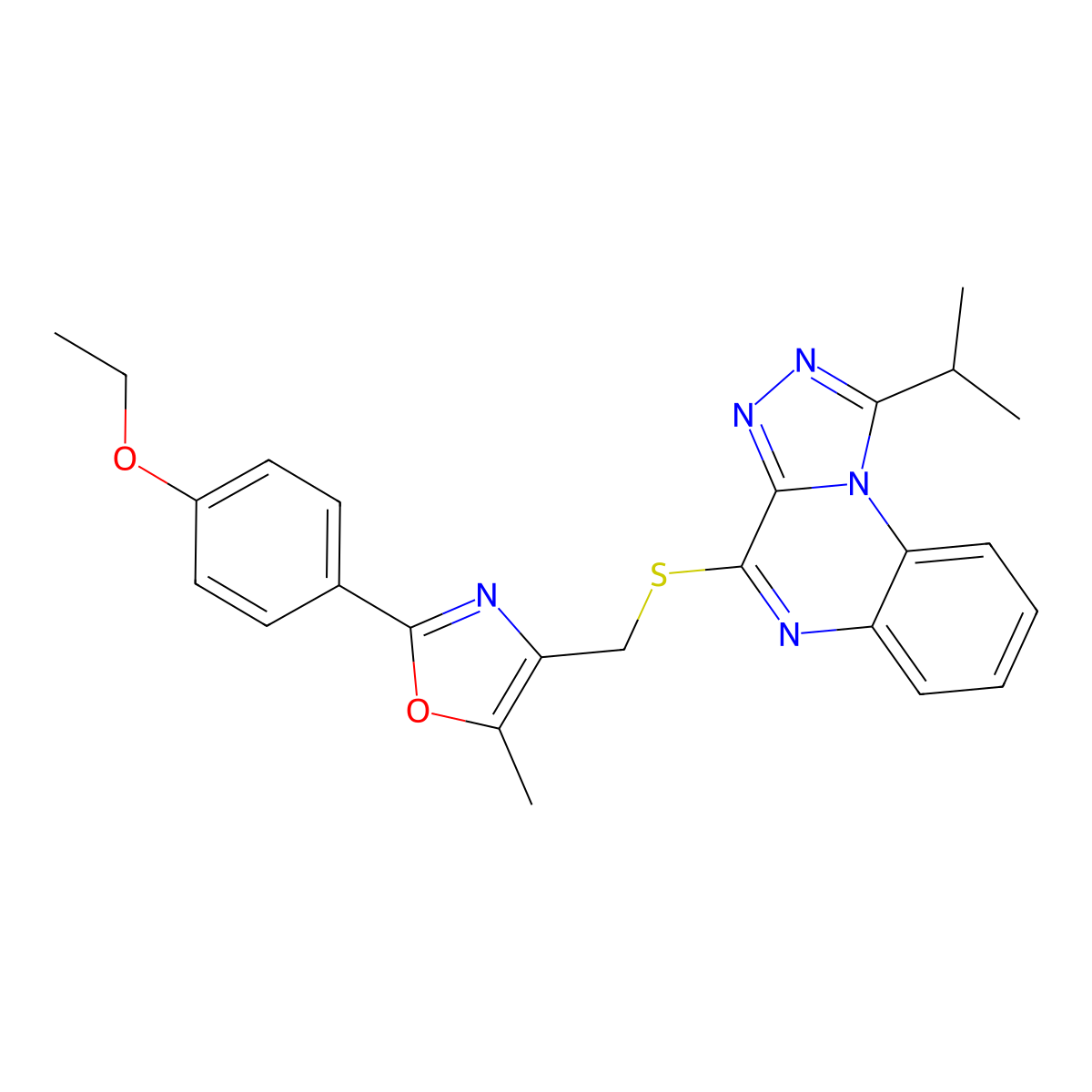 2-(4-Ethoxyphenyl)-4-(((1-isopropyl-[1,2,4]triazolo[4,3-a]quinoxalin-4-yl)thio)methyl)-5-methyloxazole molecular structure, CAS 1031989-05-5