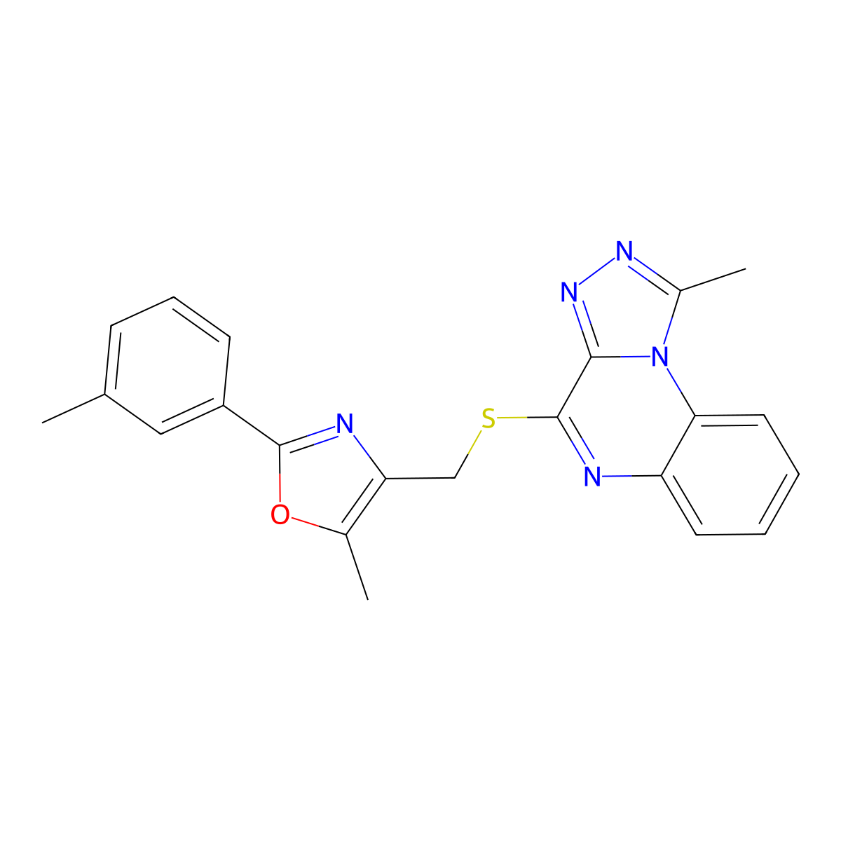 5-Methyl-4-(((1-methyl-[1,2,4]triazolo[4,3-a]quinoxalin-4-yl)thio)methyl)-2-(m-tolyl)oxazole molecular structure, CAS 1031989-09-9