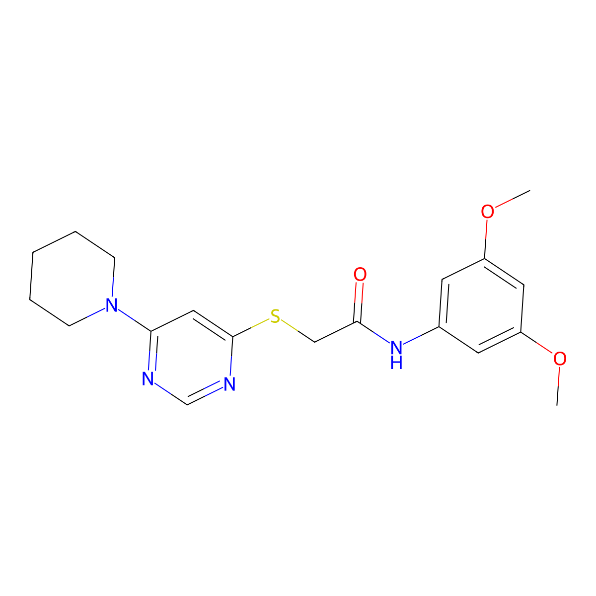 N-(3,5-Dimethoxyphenyl)-2-{[6-(piperidin-1-YL)pyrimidin-4-YL]sulfanyl}acetamide molecular structure, CAS 1031989-13-5