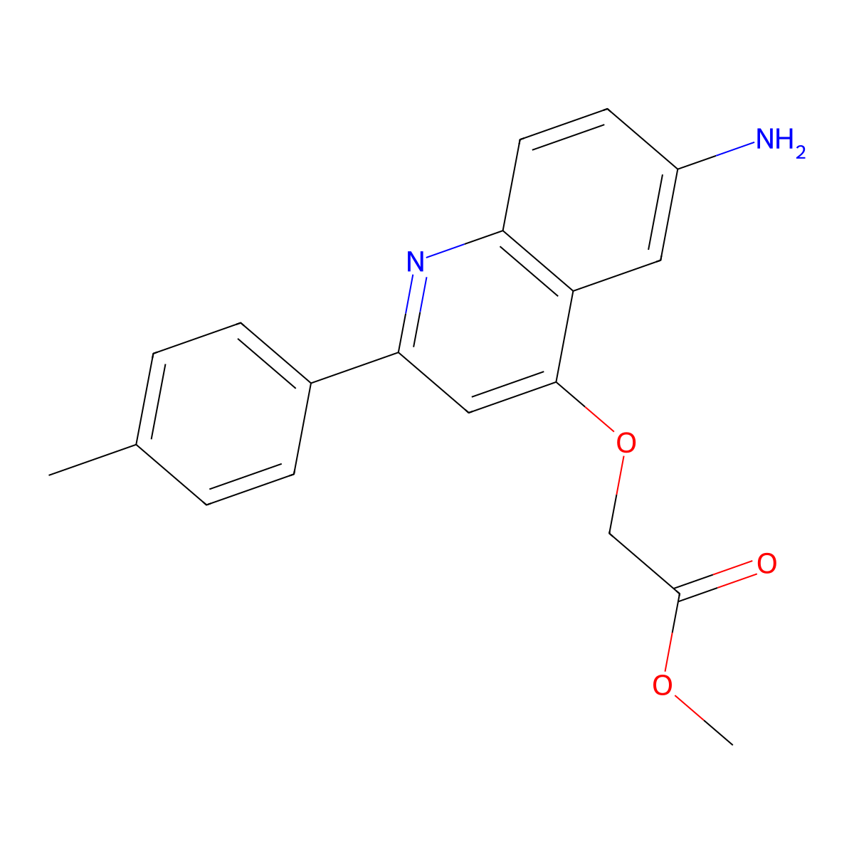 Methyl {[6-amino-2-(4-methylphenyl)quinolin-4-yl]oxy}acetate molecular structure, CAS 1031989-21-5