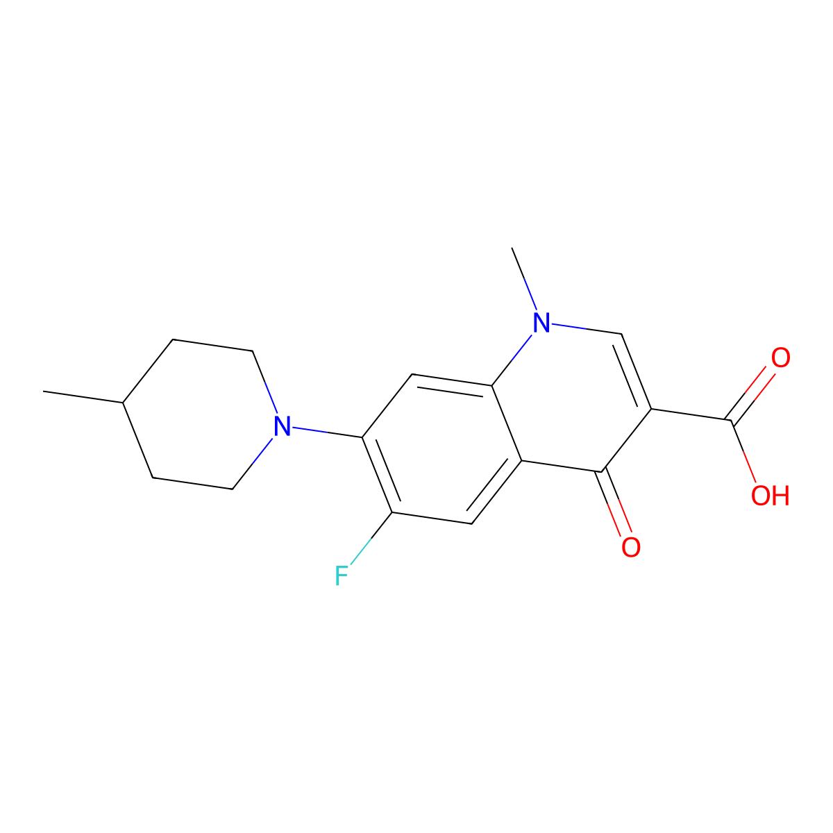 6-Fluoro-1-methyl-7-(4-methylpiperidin-1-yl)-4-oxo-1,4-dihydroquinoline-3-carboxylic acid molecular structure, CAS 1031989-25-9