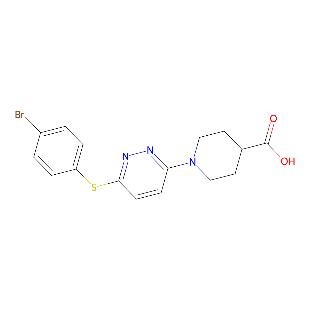 1-{6-[(4-Bromophenyl)sulfanyl]pyridazin-3-yl}piperidine-4-carboxylic acid molecular structure, CAS 1031990-18-7