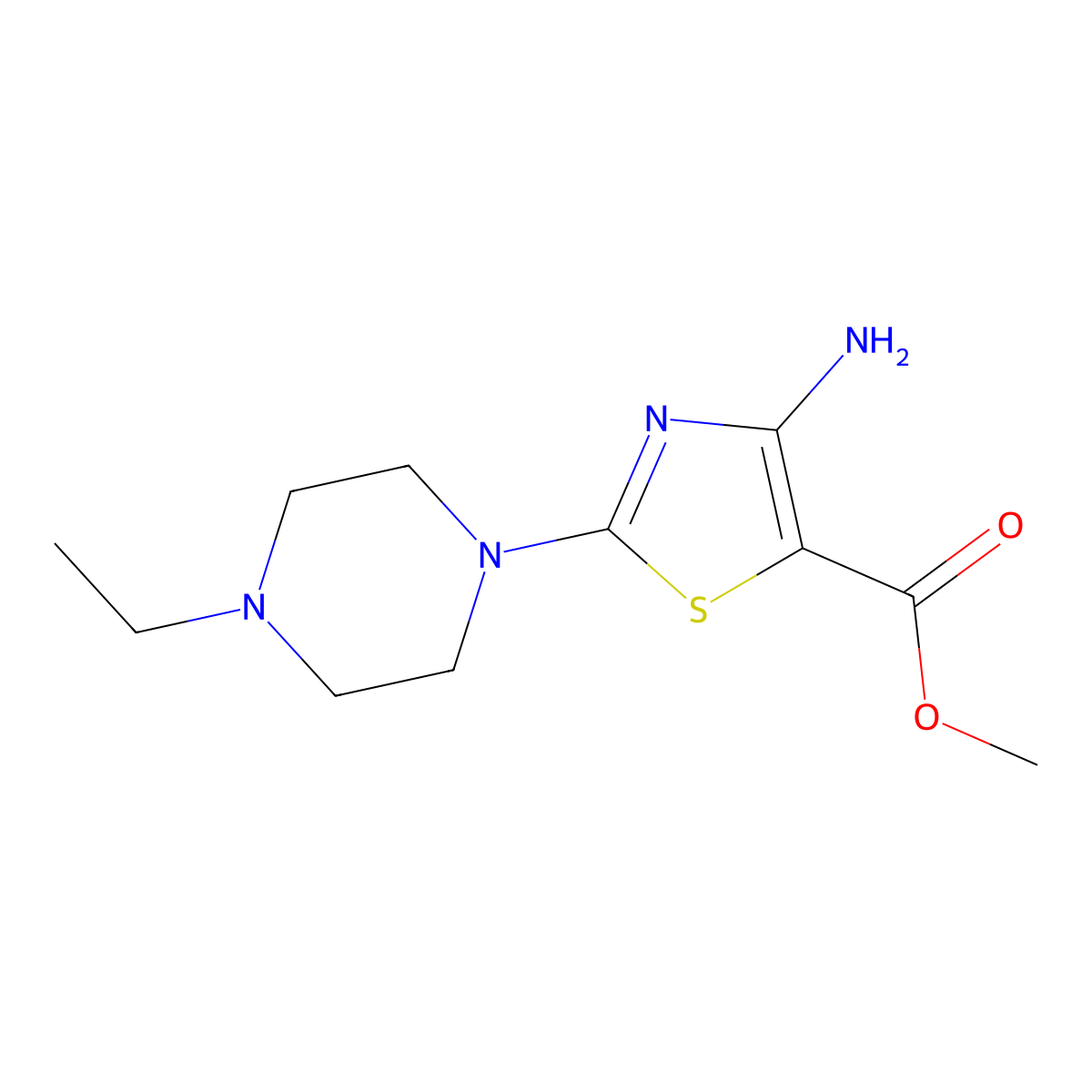 Methyl 4-amino-2-(4-ethylpiperazin-1-yl)-1,3-thiazole-5-carboxylate molecular structure, CAS 1031990-42-7