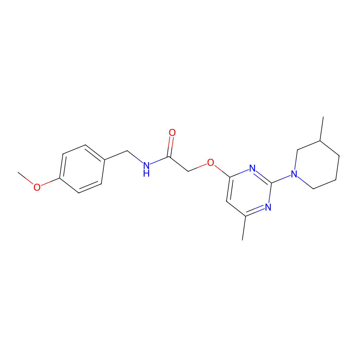 N-(4-methoxybenzyl)-2-{[6-methyl-2-(3-methylpiperidin-1-yl)pyrimidin-4-yl]oxy}acetamide molecular structure, CAS 1031992-87-6