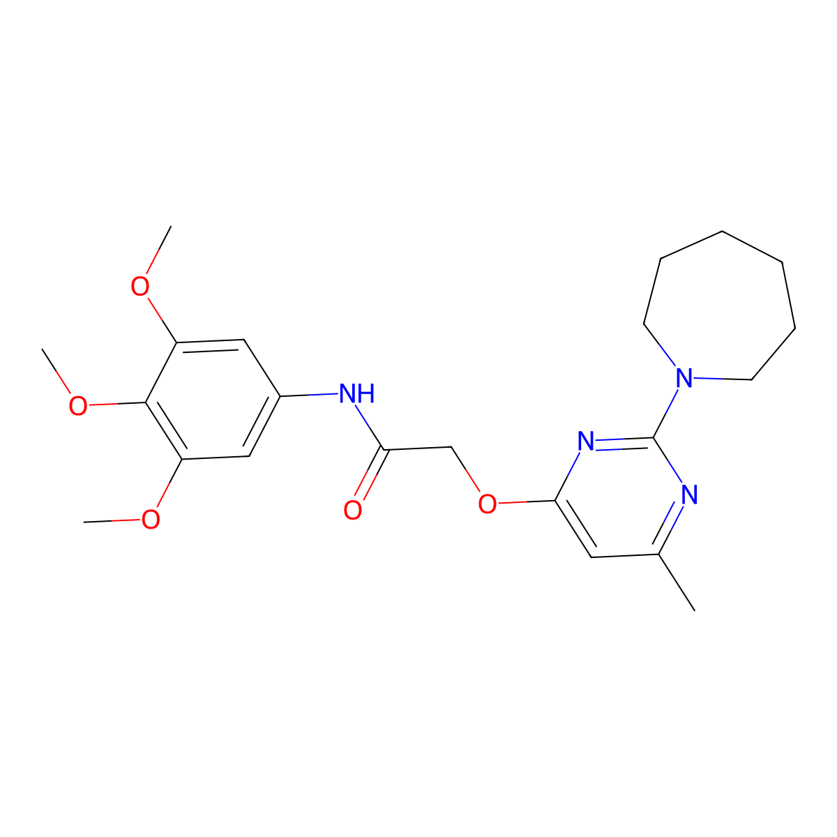 2-{[2-(azepan-1-yl)-6-methylpyrimidin-4-yl]oxy}-N-(3,4,5-trimethoxyphenyl)acetamide molecular structure, CAS 1031992-89-8
