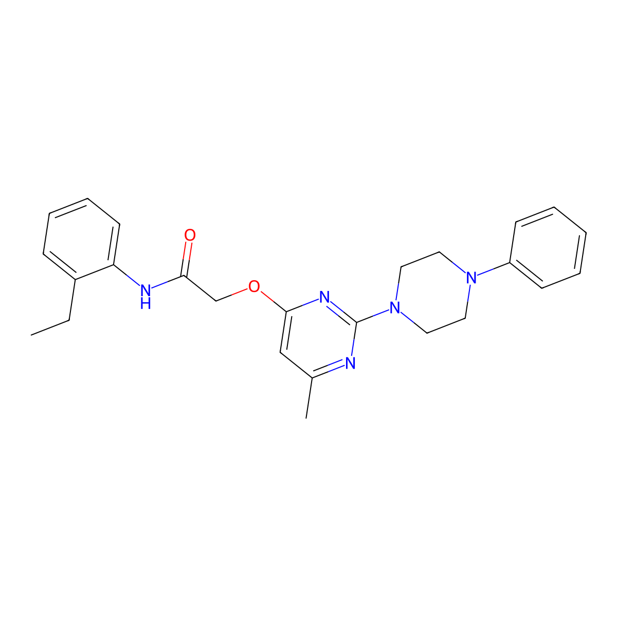 N-(2-ethylphenyl)-2-{[6-methyl-2-(4-phenylpiperazin-1-yl)pyrimidin-4-yl]oxy}acetamide molecular structure, CAS 1031992-93-4