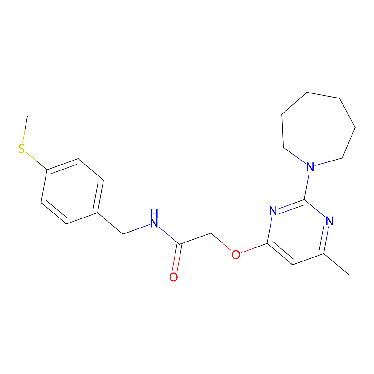 2-{[2-(azepan-1-yl)-6-methylpyrimidin-4-yl]oxy}-N-[4-(methylsulfanyl)benzyl]acetamide molecular structure, CAS 1031993-05-1