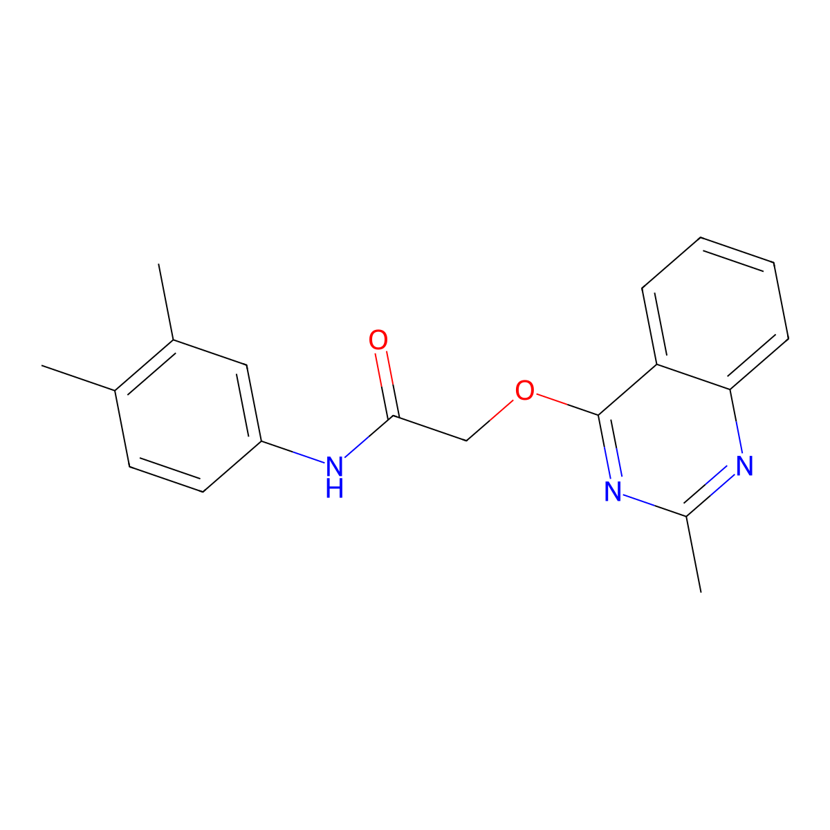 N-(3,4-dimethylphenyl)-2-[(2-methylquinazolin-4-yl)oxy]acetamide molecular structure, CAS 1031993-09-5
