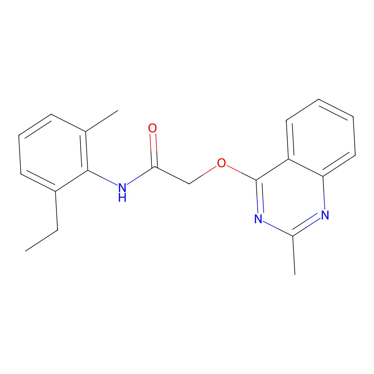 N-(2-ethyl-6-methylphenyl)-2-((2-methylquinazolin-4-yl)oxy)acetamide molecular structure, CAS 1031993-11-9
