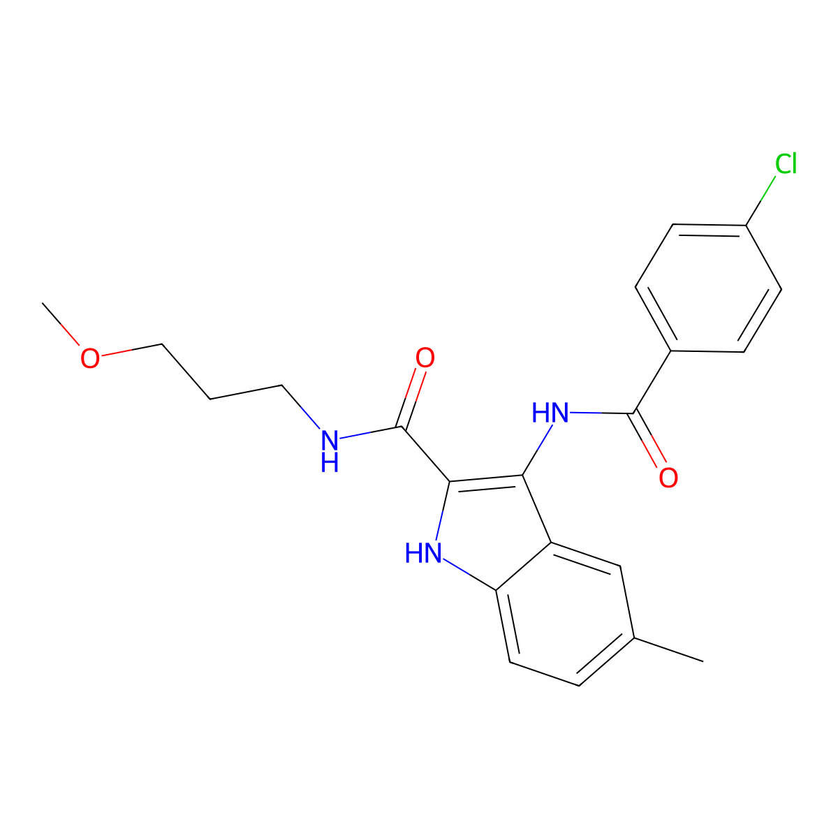 3-(4-chlorobenzamido)-N-(3-methoxypropyl)-5-methyl-1H-indole-2-carboxamide molecular structure, CAS 1031993-73-3