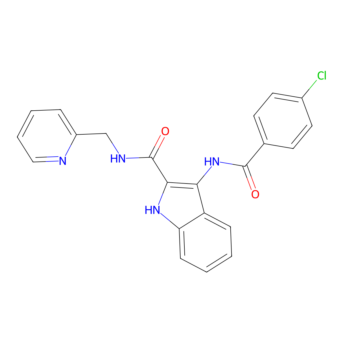 3-(4-chlorobenzamido)-N-[(pyridin-2-yl)methyl]-1H-indole-2-carboxamide molecular structure, CAS 1031993-79-9