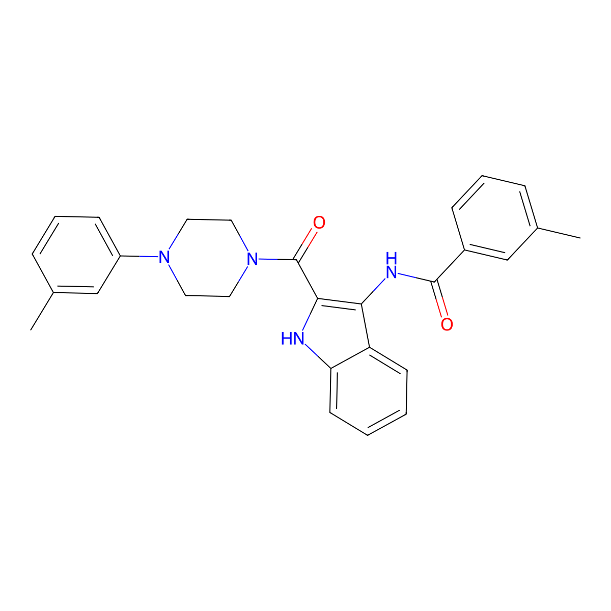 3-methyl-N-{2-[4-(3-methylphenyl)piperazine-1-carbonyl]-1H-indol-3-yl}benzamide molecular structure, CAS 1031994-66-7