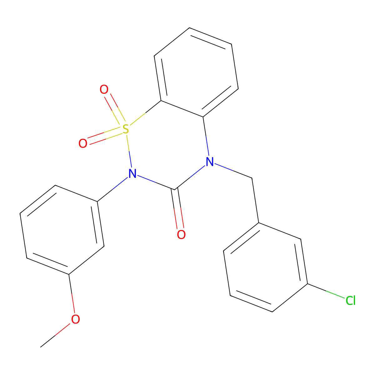 4-[(3-chlorophenyl)methyl]-2-(3-methoxyphenyl)-3,4-dihydro-2H-1lambda6,2,4-benzothiadiazine-1,1,3-trione molecular structure, CAS 1031998-46-5