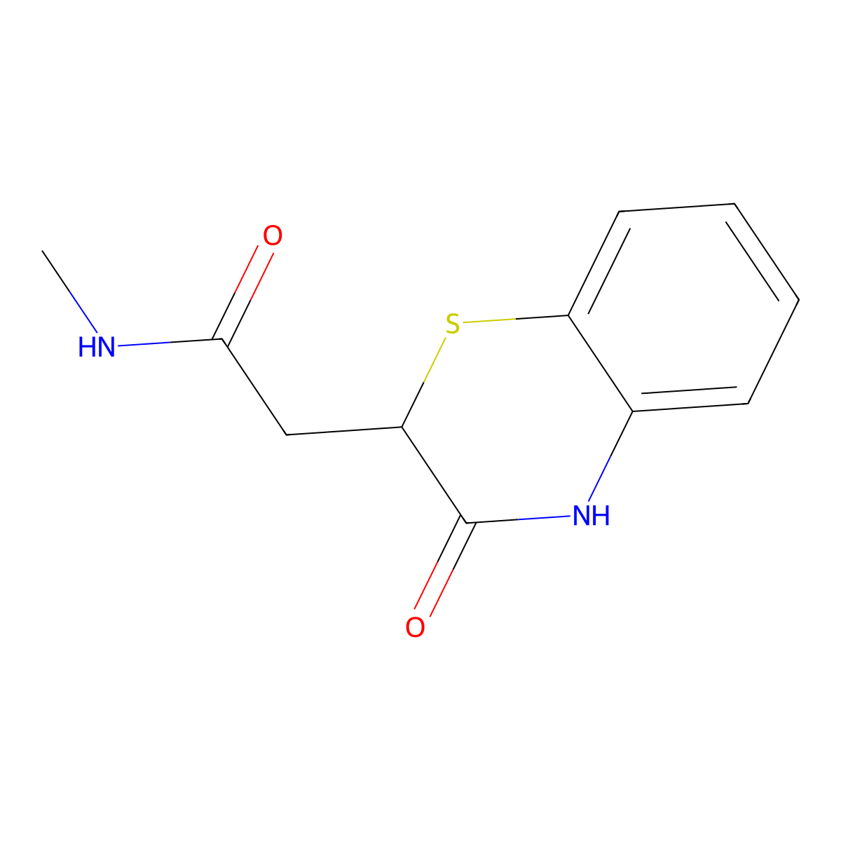 N-methyl-2-(3-oxo-3,4-dihydro-2H-1,4-benzothiazin-2-yl)acetamide molecular structure, CAS 10320-48-6