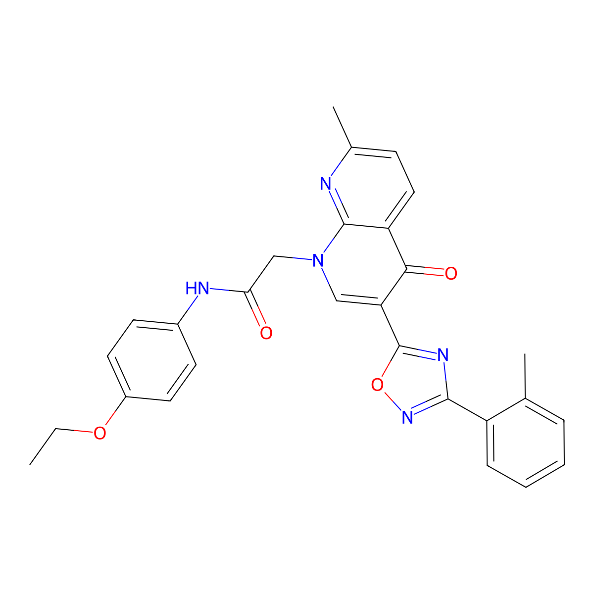 N-(4-ethoxyphenyl)-2-{7-methyl-3-[3-(2-methylphenyl)-1,2,4-oxadiazol-5-yl]-4-oxo-1,4-dihydro-1,8-naphthyridin-1-yl}acetamide molecular structure, CAS 1032001-44-7