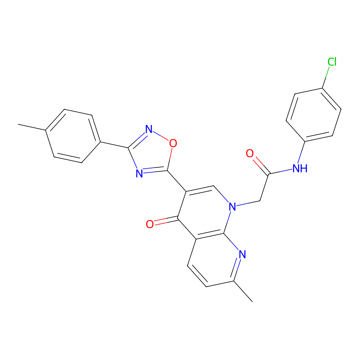 N-(4-chlorophenyl)-2-{7-methyl-3-[3-(4-methylphenyl)-1,2,4-oxadiazol-5-yl]-4-oxo-1,4-dihydro-1,8-naphthyridin-1-yl}acetamide molecular structure, CAS 1032002-11-1