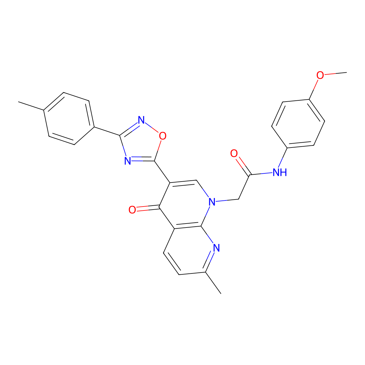 N-(4-methoxyphenyl)-2-{7-methyl-3-[3-(4-methylphenyl)-1,2,4-oxadiazol-5-yl]-4-oxo-1,4-dihydro-1,8-naphthyridin-1-yl}acetamide molecular structure, CAS 1032002-19-9