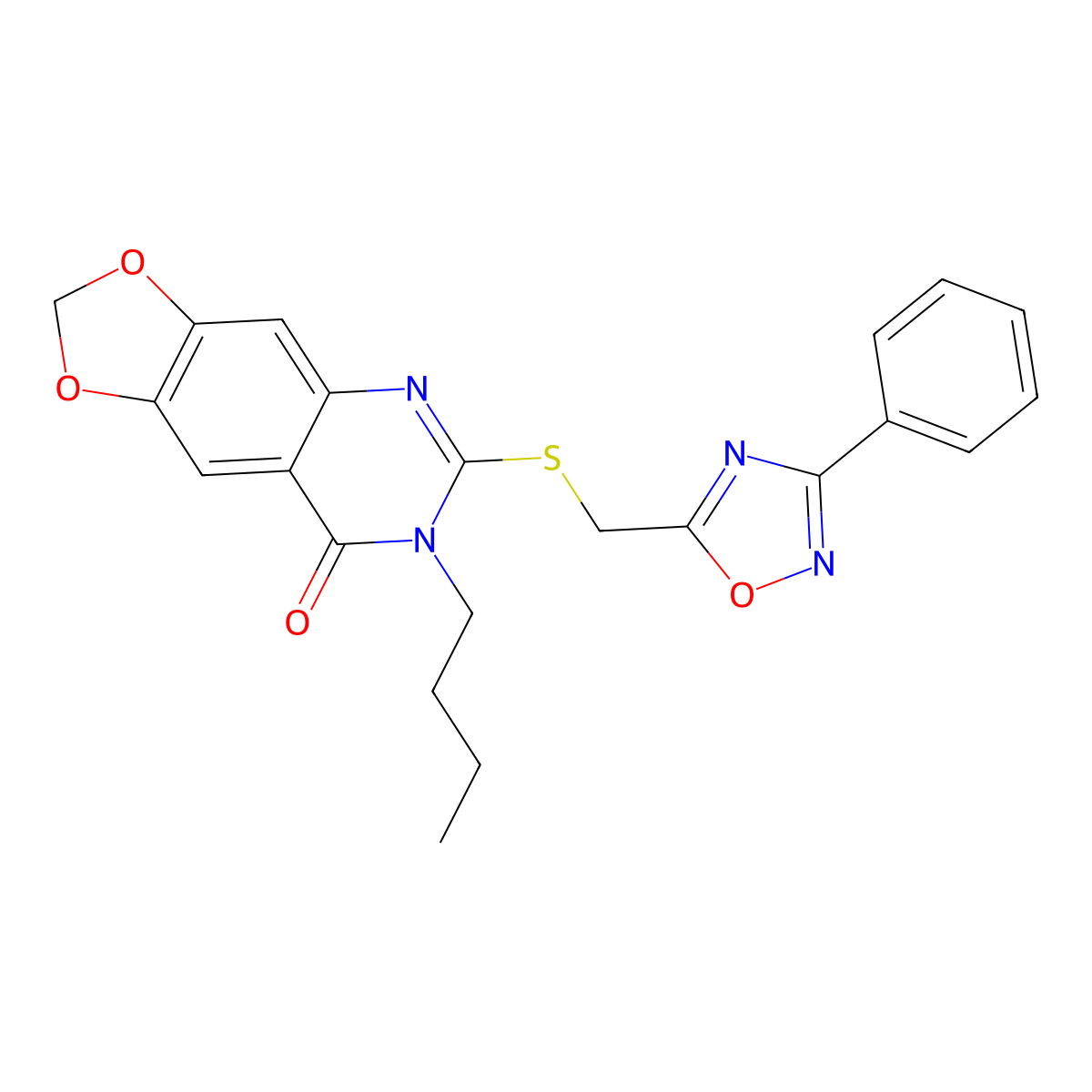 7-butyl-6-{[(3-phenyl-1,2,4-oxadiazol-5-yl)methyl]sulfanyl}-2H,7H,8H-[1,3]dioxolo[4,5-g]quinazolin-8-one molecular structure, CAS 1032003-44-3