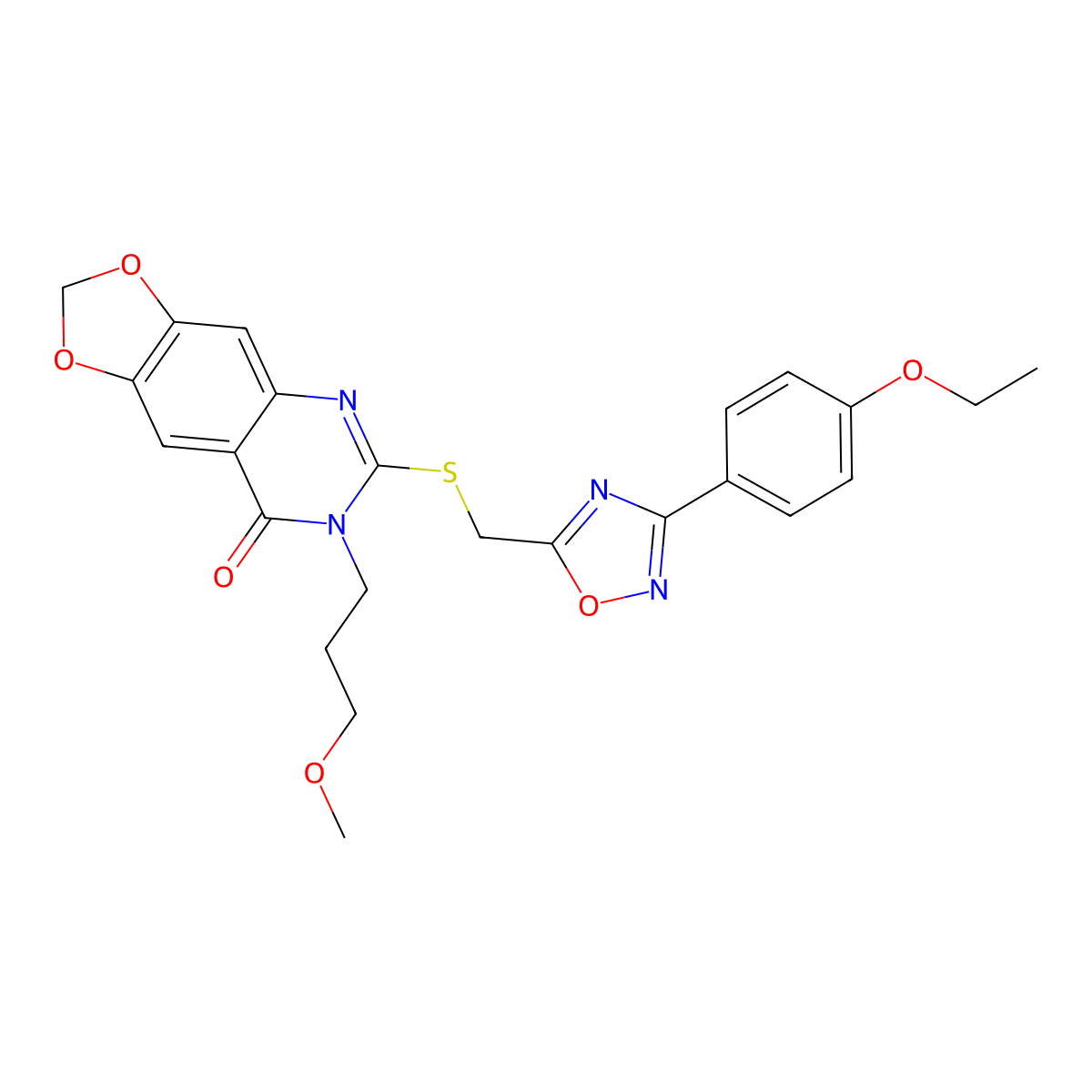 6-({[3-(4-ethoxyphenyl)-1,2,4-oxadiazol-5-yl]methyl}sulfanyl)-7-(3-methoxypropyl)-2H,7H,8H-[1,3]dioxolo[4,5-g]quinazolin-8-one molecular structure, CAS 1032003-59-0