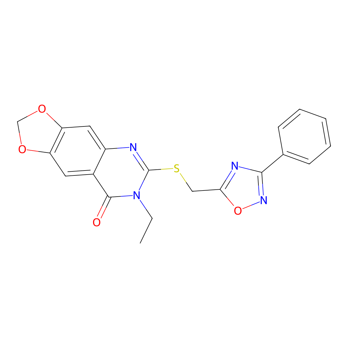 7-ethyl-6-{[(3-phenyl-1,2,4-oxadiazol-5-yl)methyl]sulfanyl}-2H,7H,8H-[1,3]dioxolo[4,5-g]quinazolin-8-one molecular structure, CAS 1032003-65-8