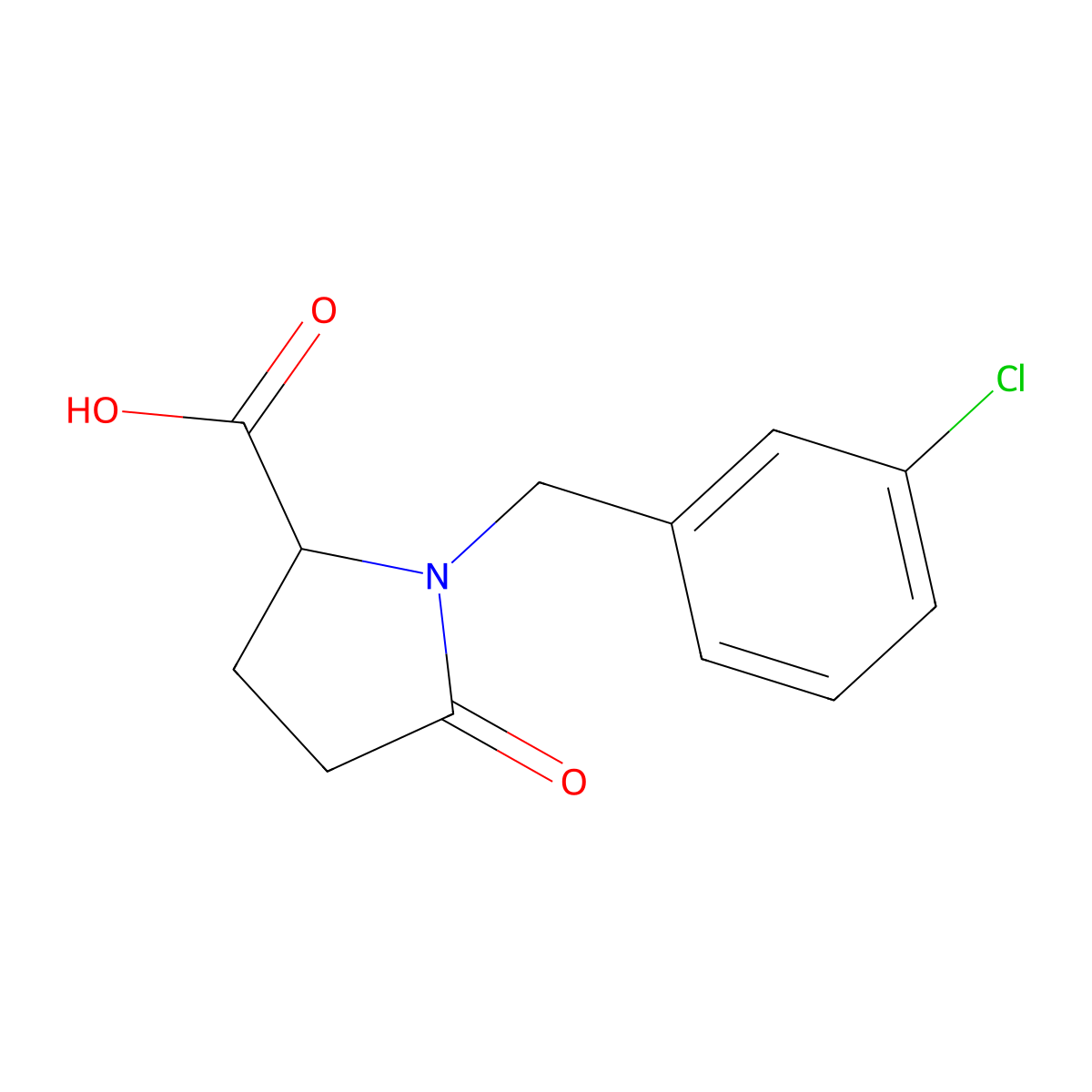 1-(3-Chlorobenzyl)-5-oxopyrrolidine-2-carboxylic acid molecular structure, CAS 103201-07-6