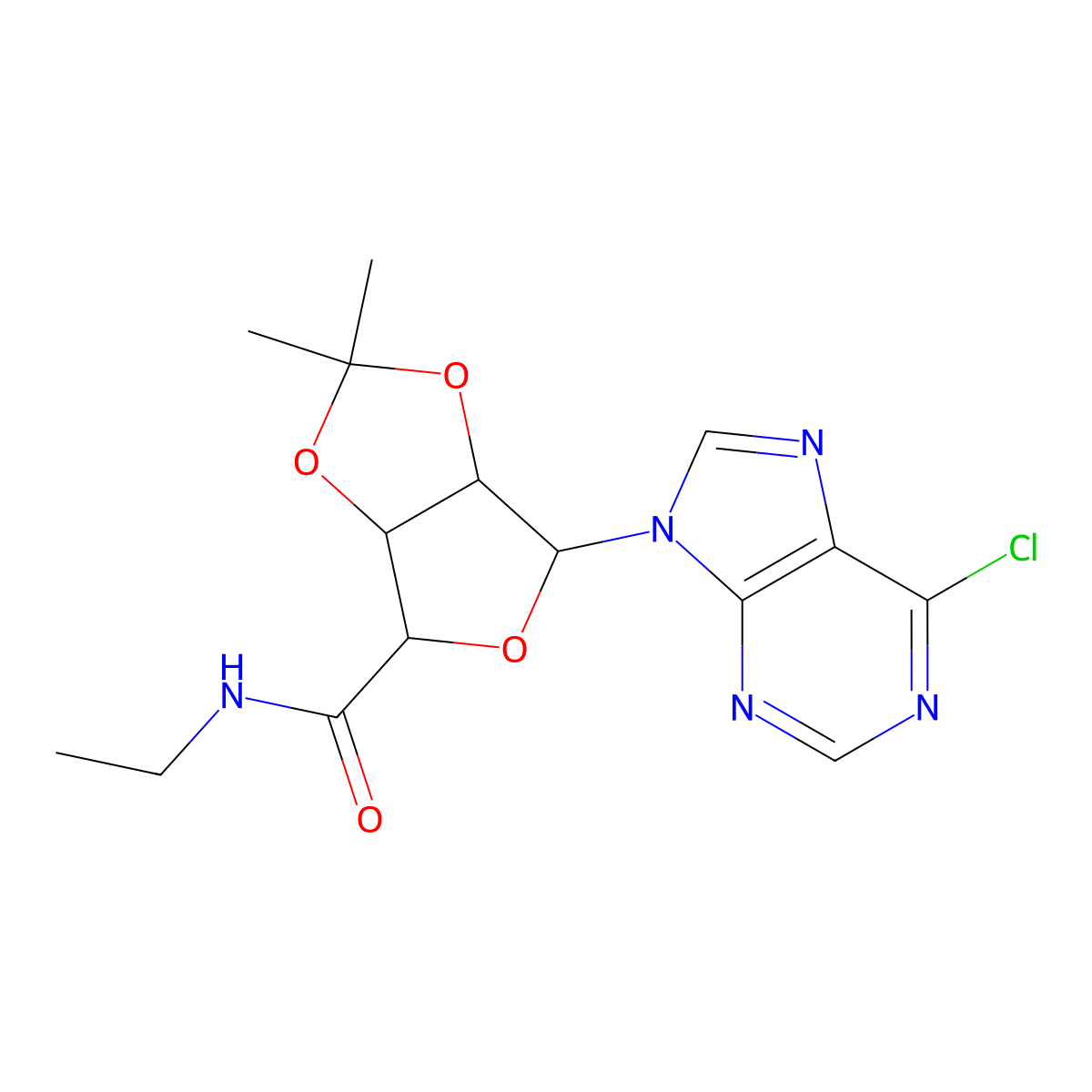 (3aS,4S,6R,6aR)-6-(6-Chloro-9H-purin-9-yl)-N-ethyl-2,2-dimethyltetrahydrofuro[3,4-d][1,3]dioxole-4-carboxamide molecular structure, CAS 103201-21-4