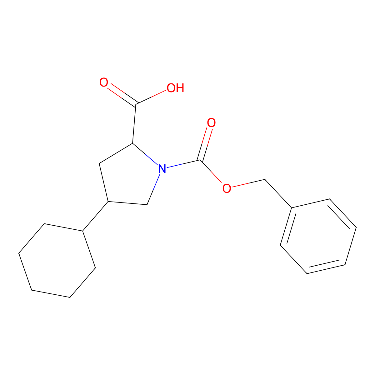 (2S,4S)-1-[(benzyloxy)carbonyl]-4-cyclohexylpyrrolidine-2-carboxylic acid molecular structure, CAS 103201-84-9