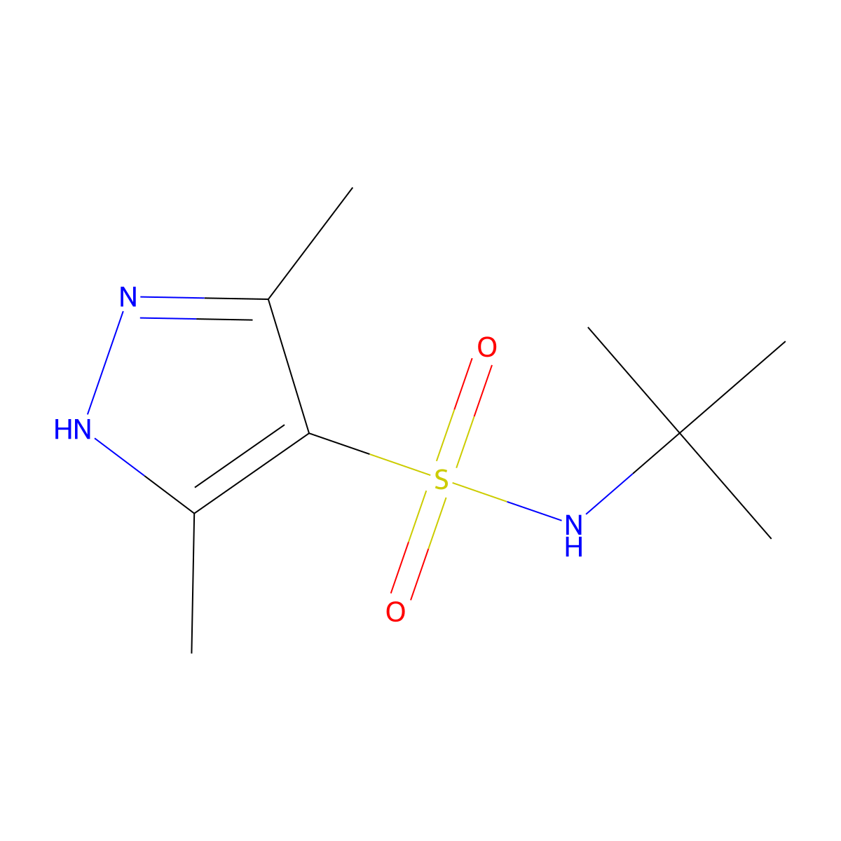 N-tert-butyl-3,5-dimethyl-1H-pyrazole-4-sulfonamide molecular structure, CAS 1032038-96-2