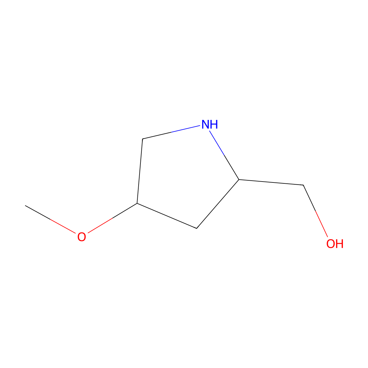 ((2R,4R)-4-Methoxypyrrolidin-2-yl)methanol molecular structure, CAS 1032048-72-8