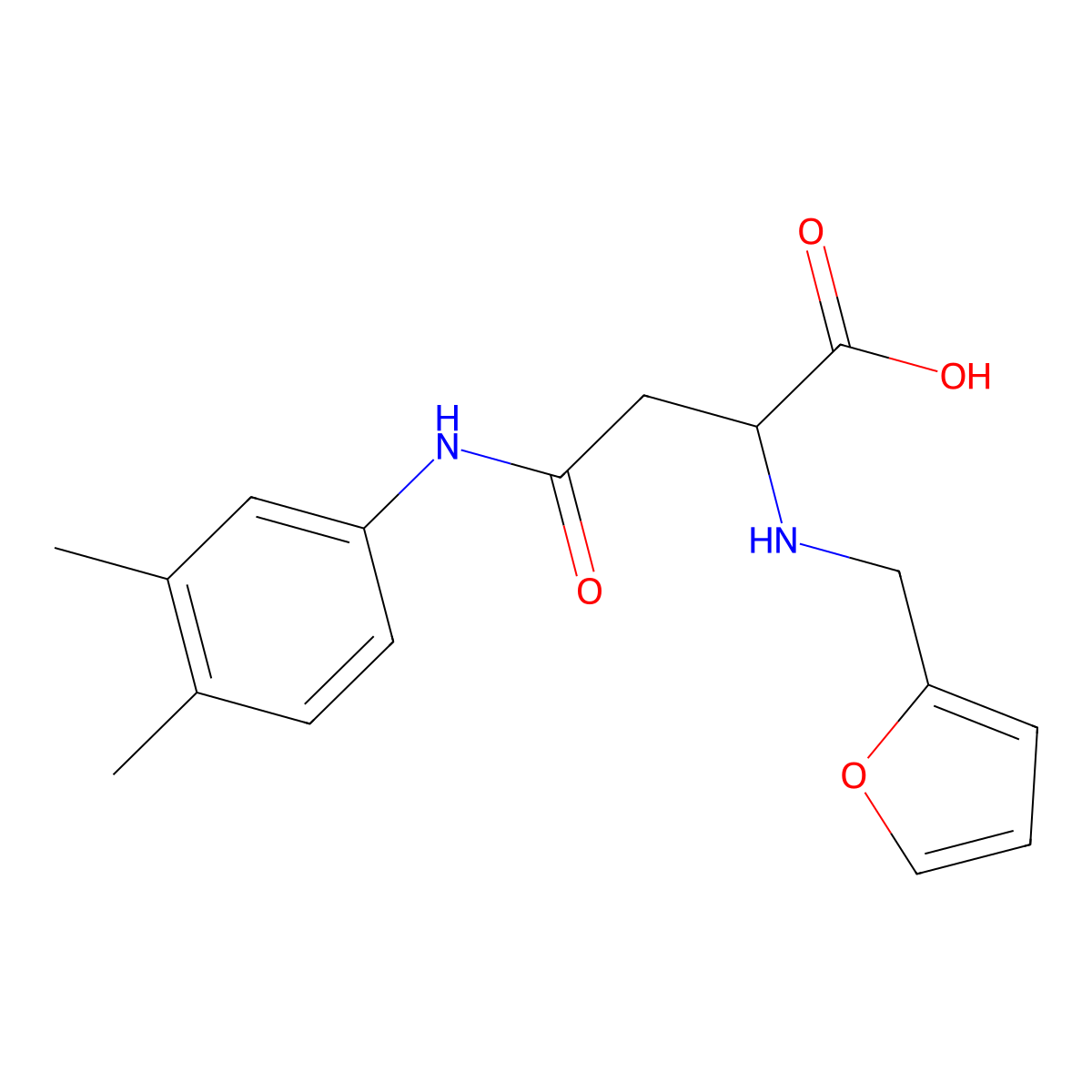 4-(3,4-Dimethylanilino)-2-(furan-2-ylmethylamino)-4-oxobutanoic acid molecular structure, CAS 1032055-79-0