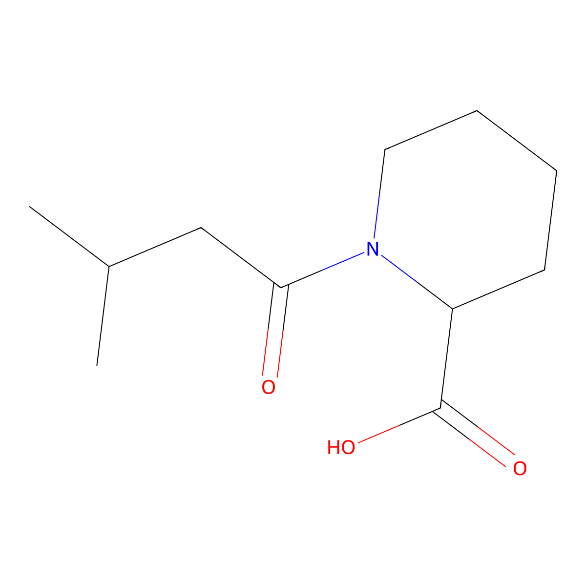 1-(3-Methylbutanoyl)piperidine-2-carboxylic acid molecular structure, CAS 1032056-84-0