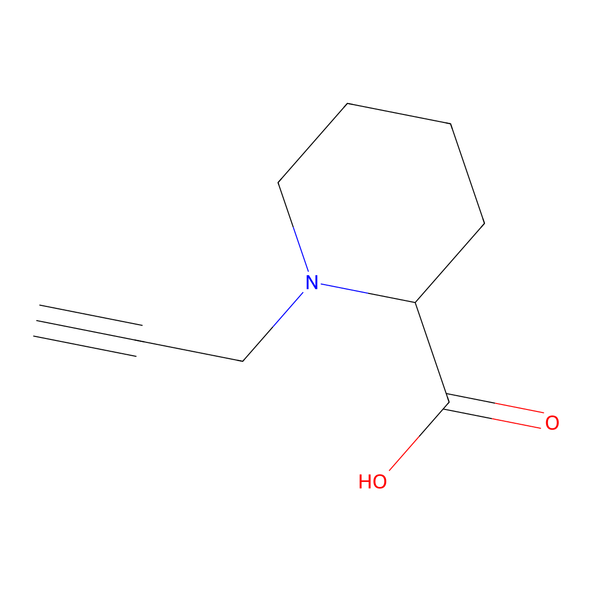 1-(Prop-2-yn-1-yl)piperidine-2-carboxylic acid molecular structure, CAS 1032056-99-7