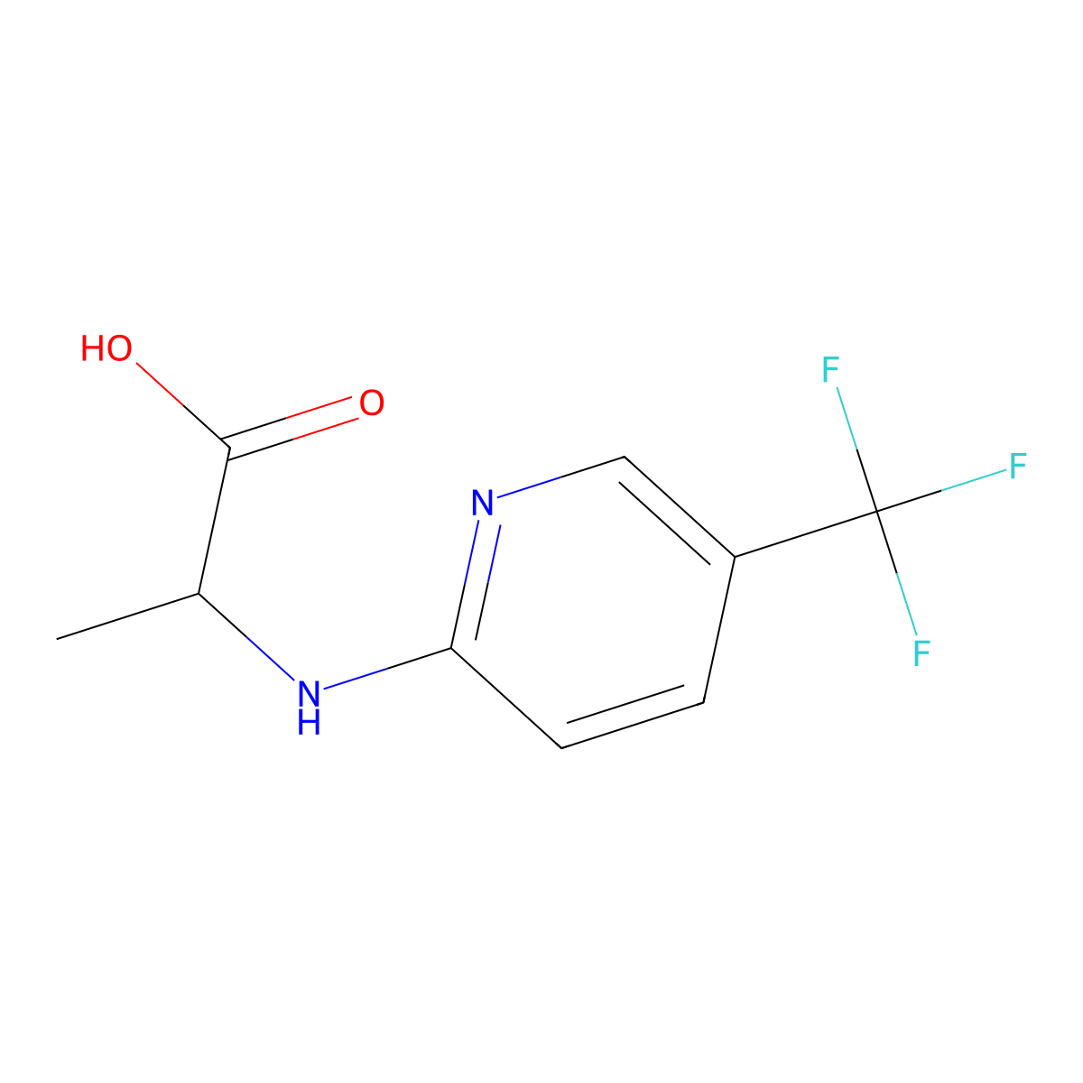 2-{[5-(Trifluoromethyl)pyridin-2-yl]amino}propanoic acid molecular structure, CAS 1032057-04-7