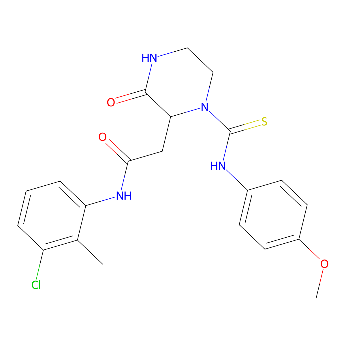 N-(3-chloro-2-methylphenyl)-2-{1-[(4-methoxyphenyl)carbamothioyl]-3-oxopiperazin-2-yl}acetamide molecular structure, CAS 1032072-68-6
