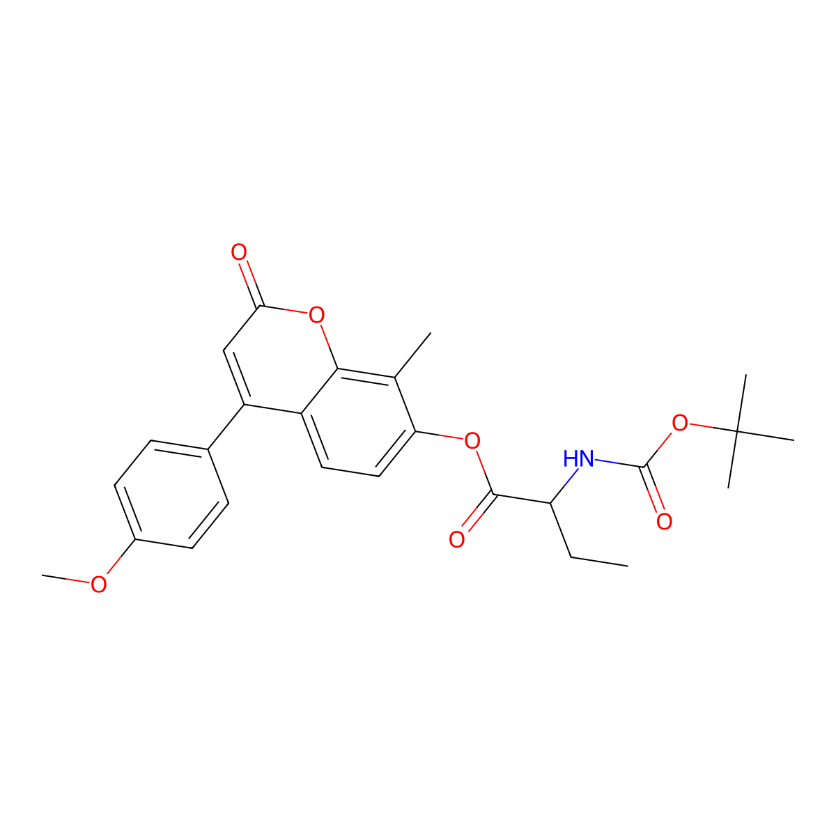 4-(4-methoxyphenyl)-8-methyl-2-oxo-2H-chromen-7-yl 2-[(tert-butoxycarbonyl)amino]butanoate molecular structure, CAS 1032104-03-2