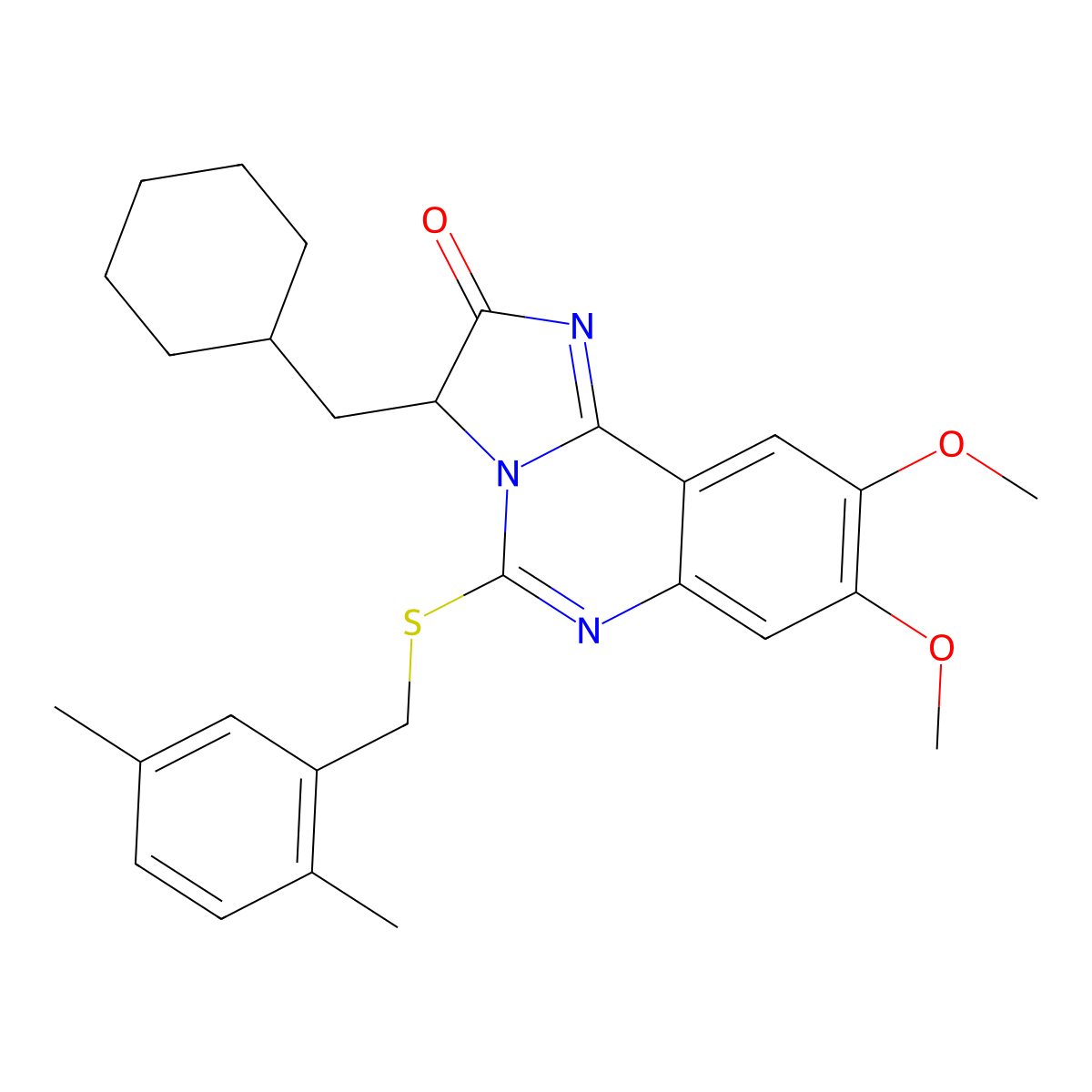 3-(cyclohexylmethyl)-5-[(2,5-dimethylbenzyl)sulfanyl]-8,9-dimethoxyimidazo[1,2-c]quinazolin-2(3H)-one molecular structure, CAS 1032106-83-4