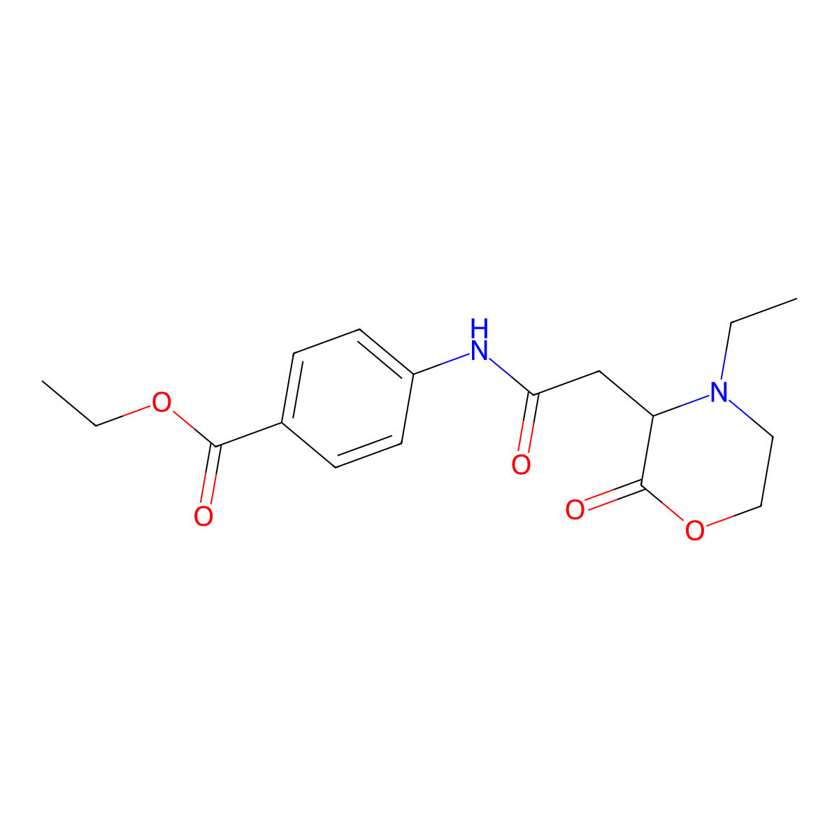 Ethyl 4-{[(4-ethyl-2-oxomorpholin-3-yl)acetyl]amino}benzoate molecular structure, CAS 1032122-49-8