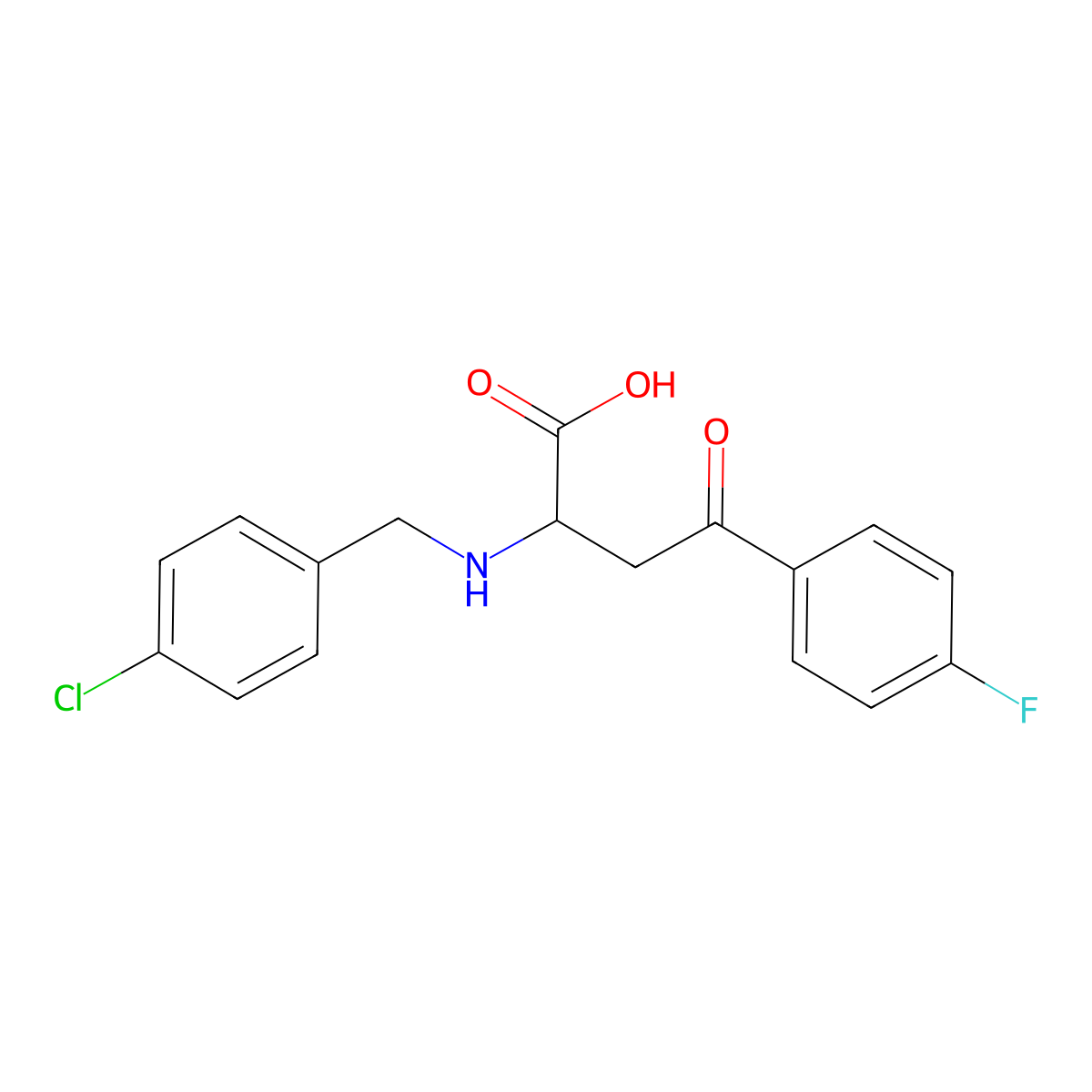 2-((4-Chlorobenzyl)amino)-4-(4-fluorophenyl)-4-oxobutanoic acid molecular structure, CAS 1032129-83-1