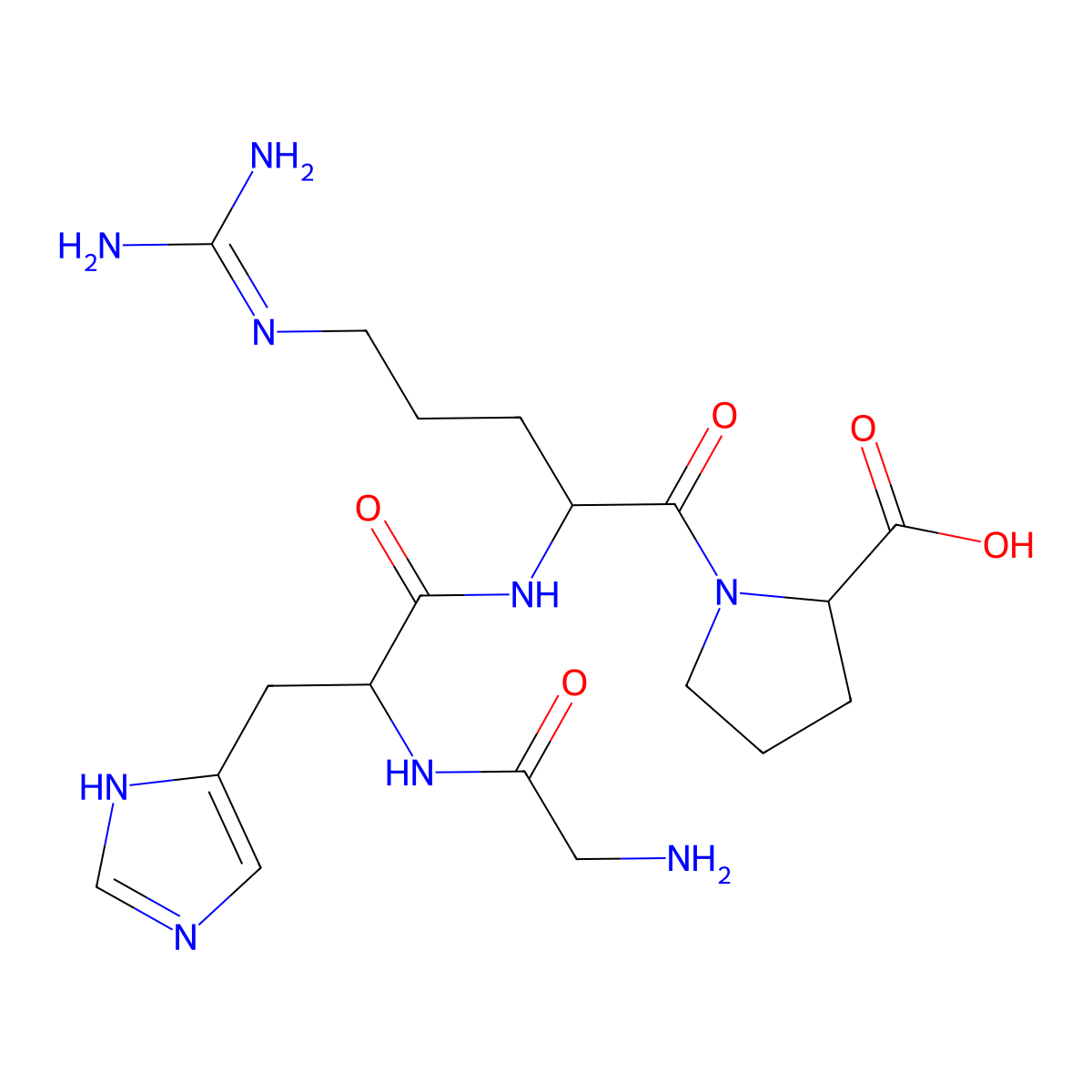 Glycyl-histidyl-arginyl-proline molecular structure, CAS 103213-28-1
