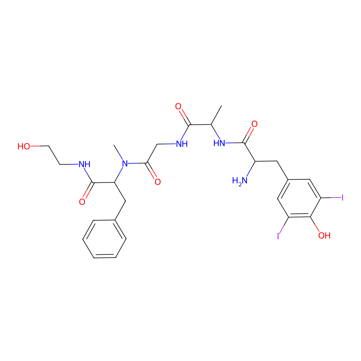 (3,5-Diiodo-Tyr1,D-Ala2,N-Me-Phe4,glycinol5)-Enkephalin molecular structure, CAS 103213-42-9