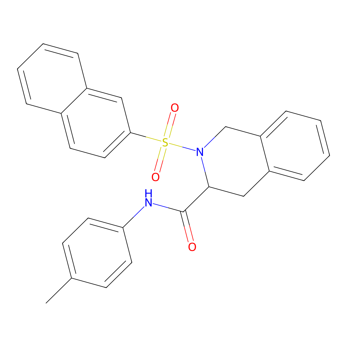 3-Isoquinolinecarboxamide, 1,2,3,4-tetrahydro-N-(4-methylphenyl)-2-(2-naphthalenylsulfonyl)- molecular structure, CAS 1032149-90-8