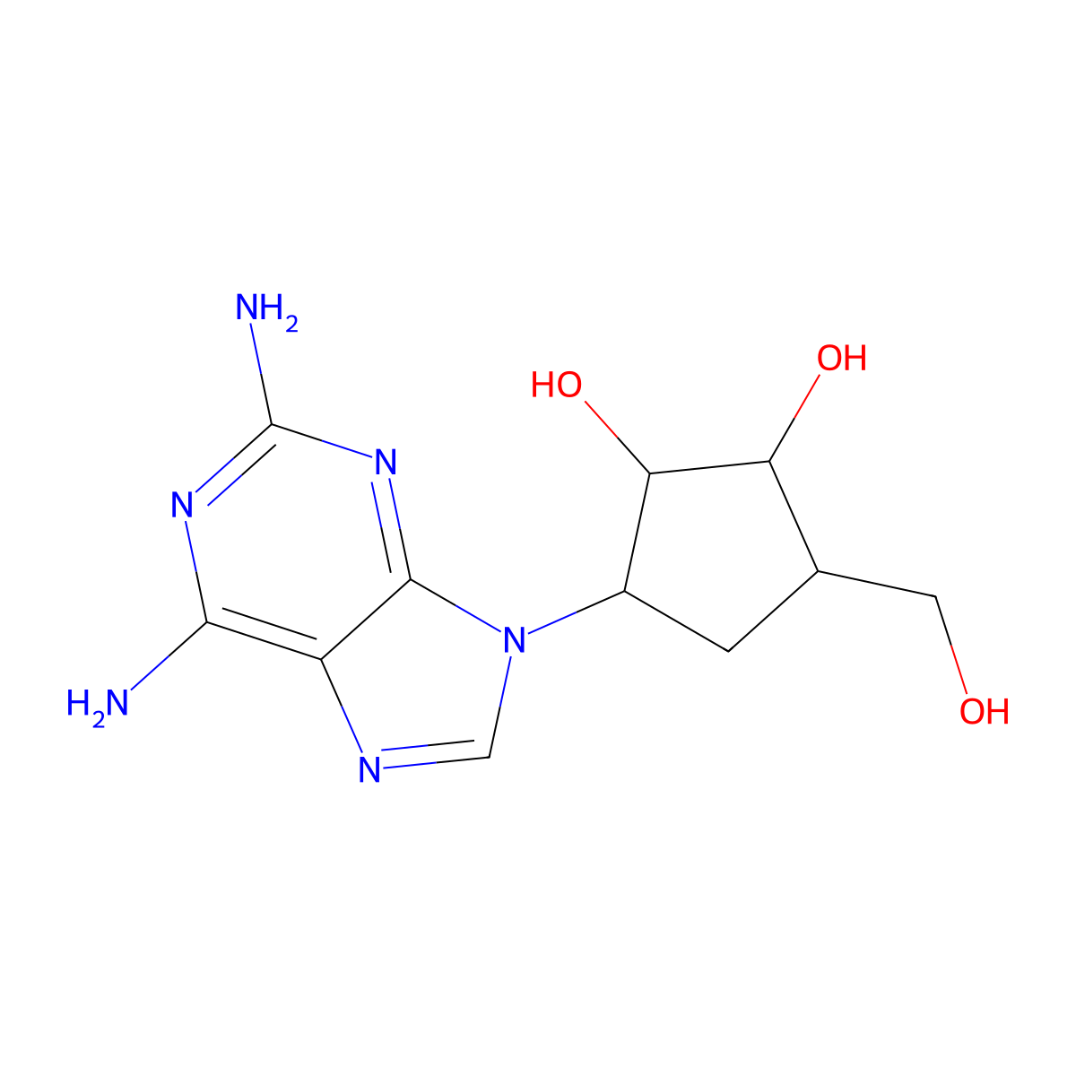 3-(2,6-Diaminopurin-9-yl)-5-(hydroxymethyl)cyclopentane-1,2-diol molecular structure, CAS 1032152-52-5