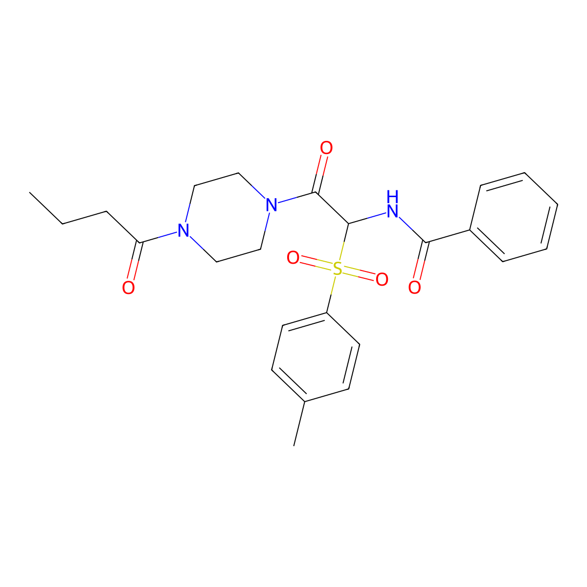 N-{2-(4-butanoylpiperazinyl)-1-[(4-methylphenyl)sulfonyl]-2-oxoethyl}benzamide molecular structure, CAS 1032170-42-5