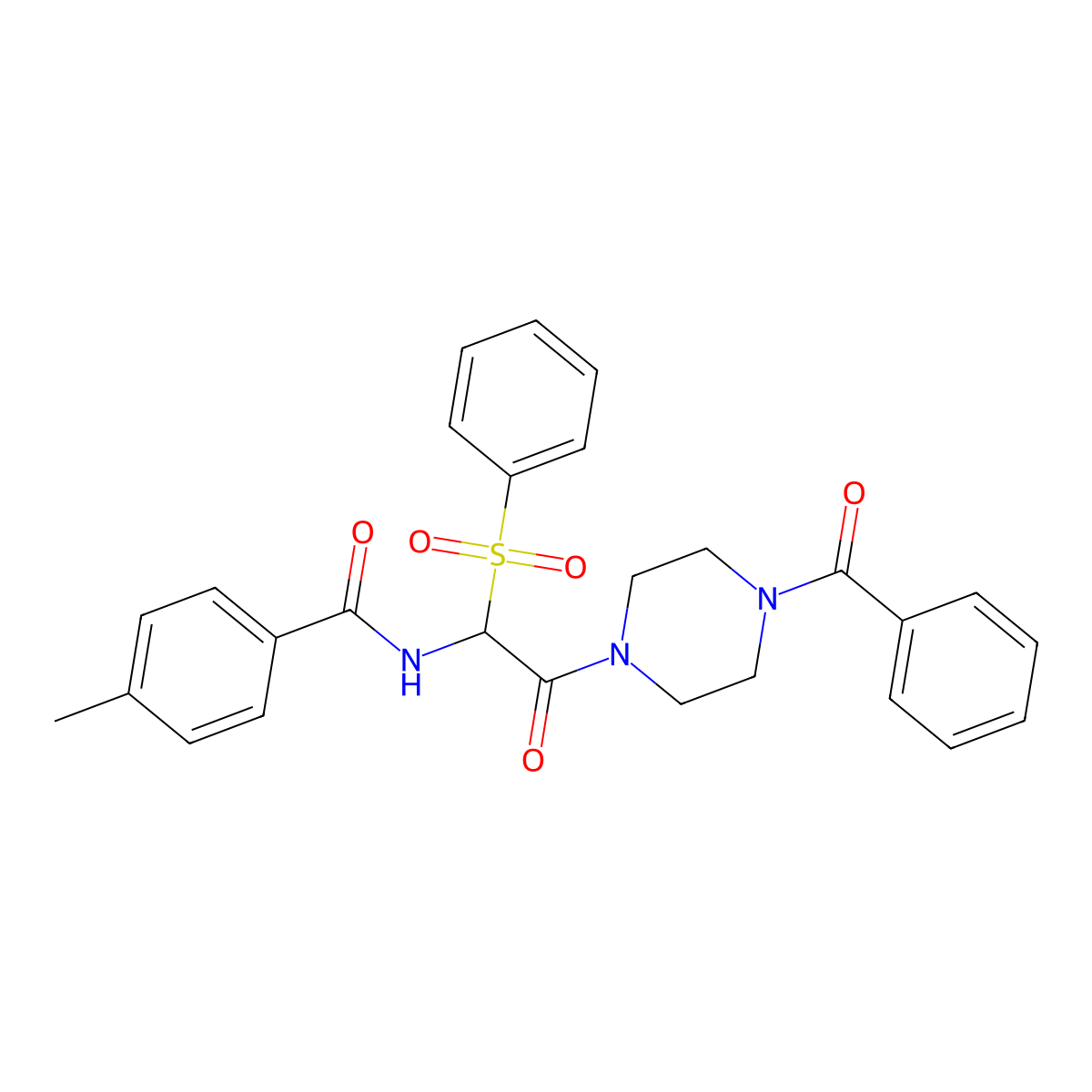 N-[2-(4-Benzoylpiperazin-1-YL)-1-(benzenesulfonyl)-2-oxoethyl]-4-methylbenzamide molecular structure, CAS 1032172-02-3
