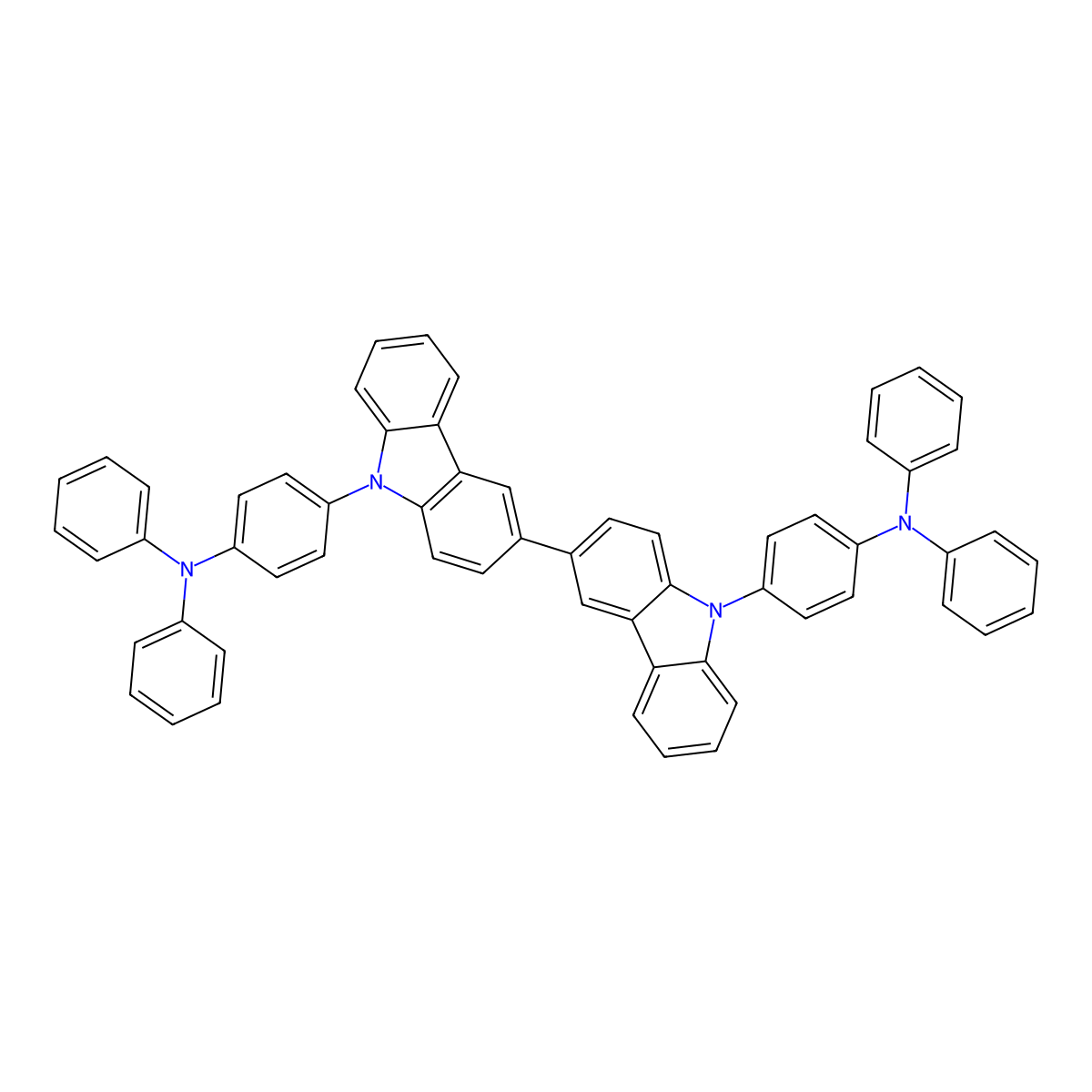 4,4'-[3,3'-bi-9H-carbazole]-9,9'-diylbis[N,N-diphenyl-benzenamine] molecular structure, CAS 1032174-52-9