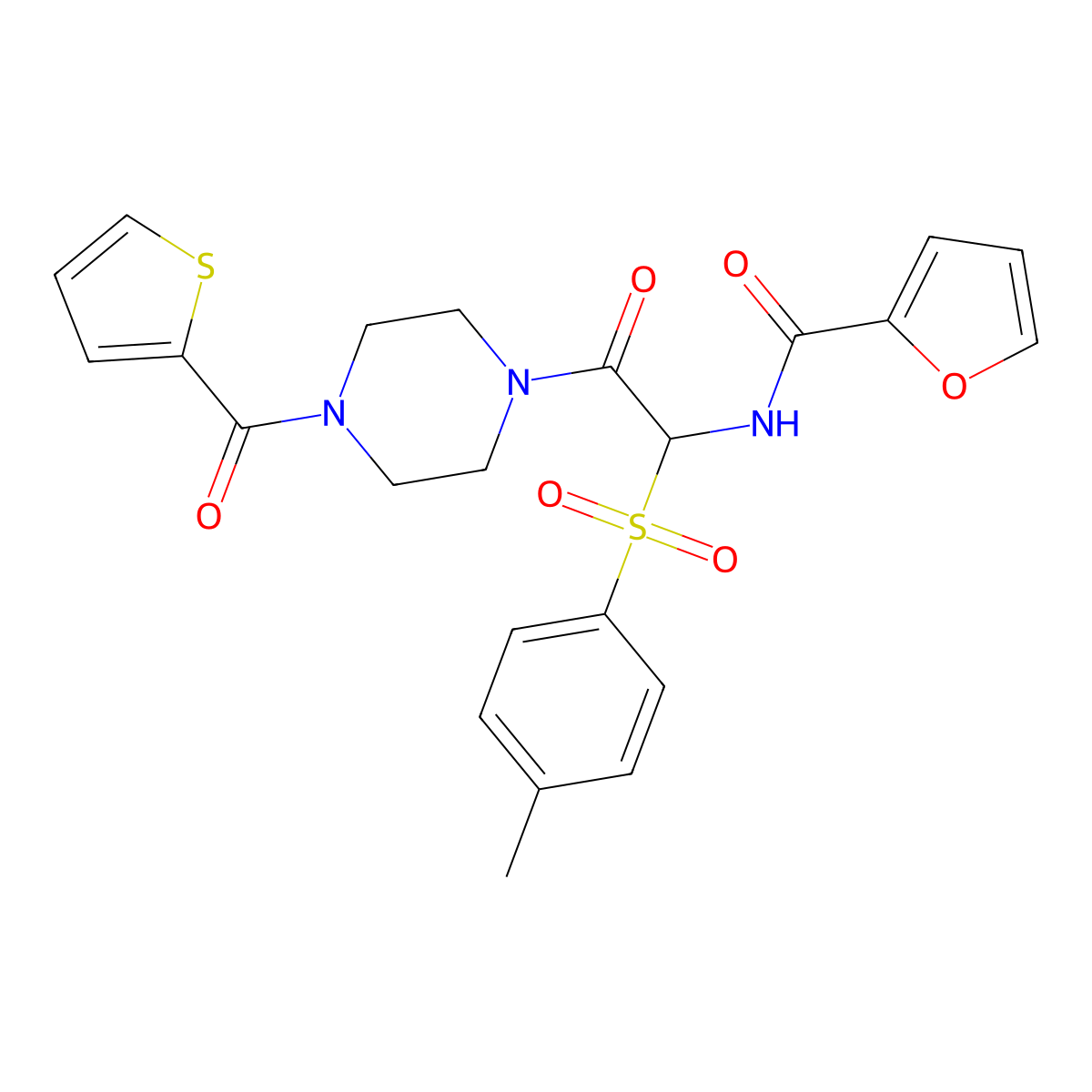 N-[1-(4-Methylbenzenesulfonyl)-2-oxo-2-[4-(thiophene-2-carbonyl)piperazin-1-YL]ethyl]furan-2-carboxamide molecular structure, CAS 1032188-94-5