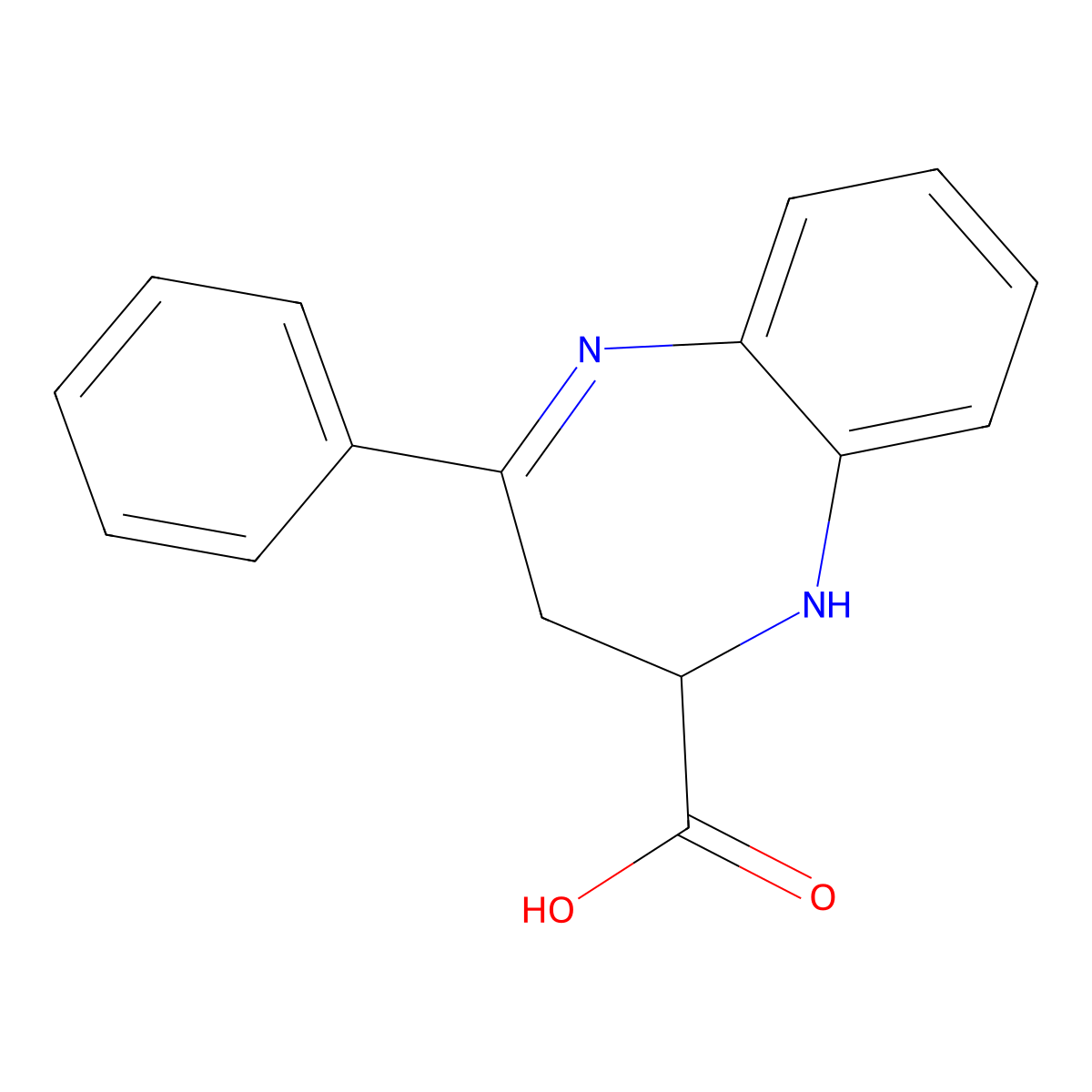4-Phenyl-2,3-dihydro-1H-1,5-benzodiazepine-2-carboxylic acid molecular structure, CAS 1032190-43-4
